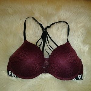 Victorias secret PINK push up bra Maroon color